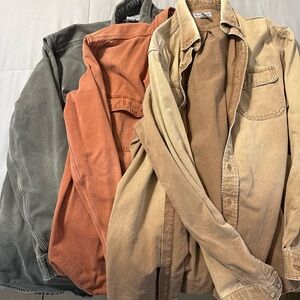 Carhartt Men's Washed Work Shirts in Green, Rust, and Tan